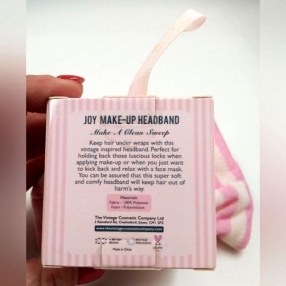 Free Spa Makeup Headband Pink White Stripe Holiday Ornament Beauty New! - Picture 4 of 7